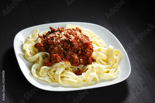Photo: Spaghetti bolognese with parmesan cheese Spaghetti bolognese with parmesan cheese