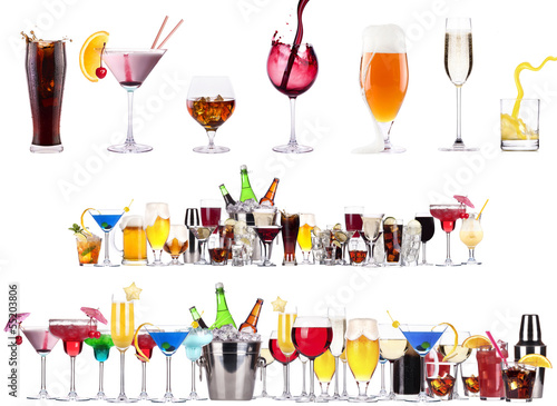 Photo: Set of different alcoholic drinks and cocktails Set of different alcoholic drinks and cocktails