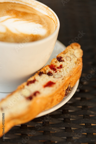 Photo: cappuccino with cantuccini cappuccino with cantuccini