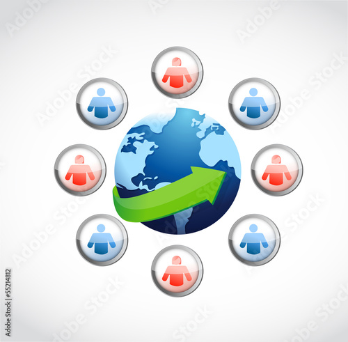 Illustration: social media network around the globe. social media network around the globe.