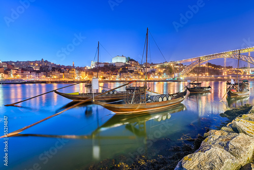 Photo: Traditional port wine transport boats in Porto, Portugal Traditional port wine transport boats in Porto, Portugal