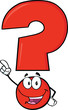 Fototapeta Szczęśliwy Red Question Mark Cartoon znaków z palcem wskazującym