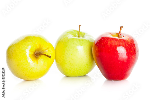 Photo: fresh colorful apples isolated on white background fresh colorful apples isolated on white background