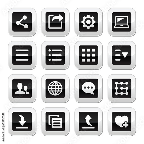 Vector: Menu settings tools buttons set Menu settings tools buttons set