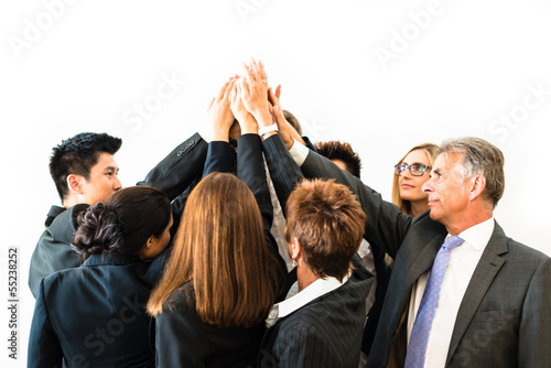 Photo: Teamwork - business people with joint hands Teamwork - business people with joint hands