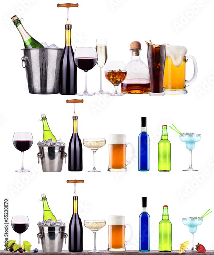 Photo: red wine, champagne, beer, alcohol cocktail red wine, champagne, beer, alcohol cocktail