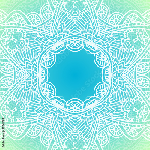 Illustration: Ornate white napkin on blue background Ornate white napkin on blue background