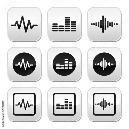 Vector: Soundwave music vector buttons set Soundwave music vector buttons set