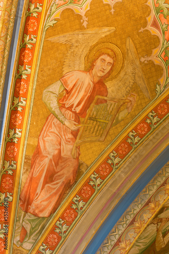 Photo: Vienna - Fresco of angel with the music instrument Vienna - Fresco of angel with the music instrument
