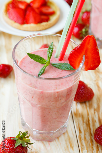 Photo: strawberry shake and strawberry dessert strawberry shake and strawberry dessert