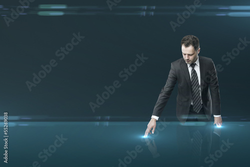 Illustration: businessman pushing businessman pushing