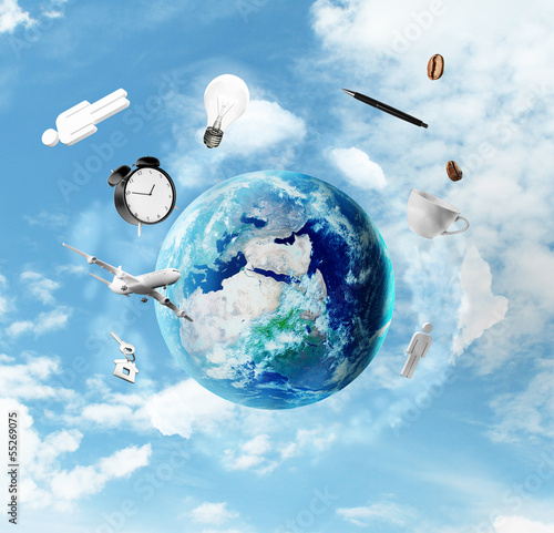 Illustration: earth with city earth with city