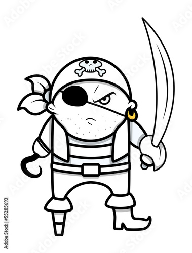 Vector: Funny Angry Cute Pirate Captain - Vector Cartoon Illustration Funny Angry Cute Pirate Captain - Vector Cartoon Illustration