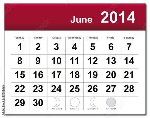 Vector: June 2014 calendar June 2014 calendar