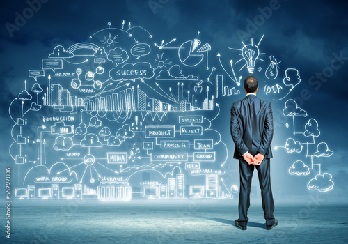 Photo: Businessman and business sketch Businessman and business sketch