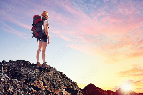 Photo: Young woman mountaineer Young woman mountaineer