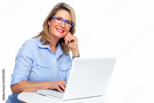 Photo: Business woman with laptop. Business woman with laptop.
