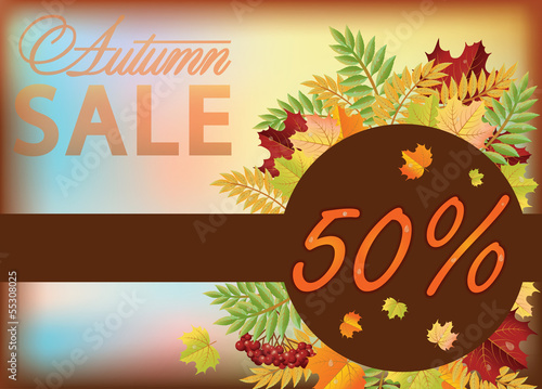 Vector: Autumn sale shopping card, vector illustration Autumn sale shopping card, vector illustration