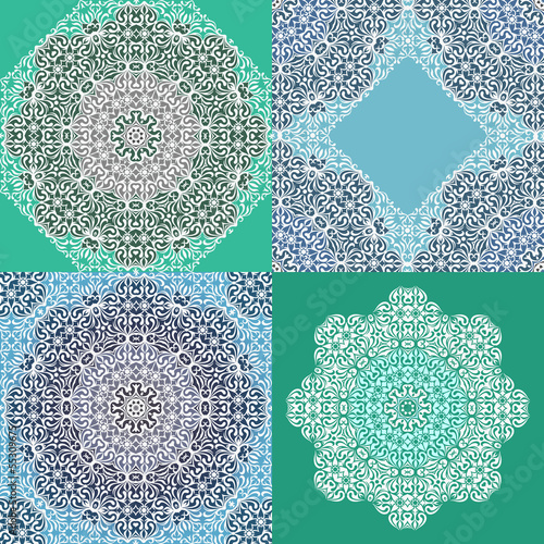 Vector: Set of lace tender ornament cards. Vector background set. Set of lace tender ornament cards. Vector background set.