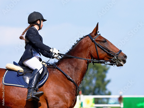 Photo: The sportswoman on a sports horse. The sportswoman on a sports horse.