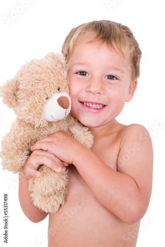 Photo: Kleiner Junge mit Schmuseteddy Kleiner Junge mit Schmuseteddy