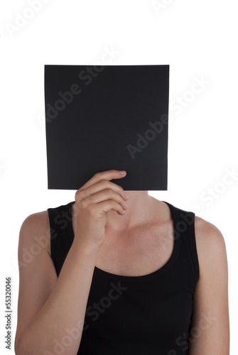 Photo: Person Hiding Behind Black Square Person Hiding Behind Black Square