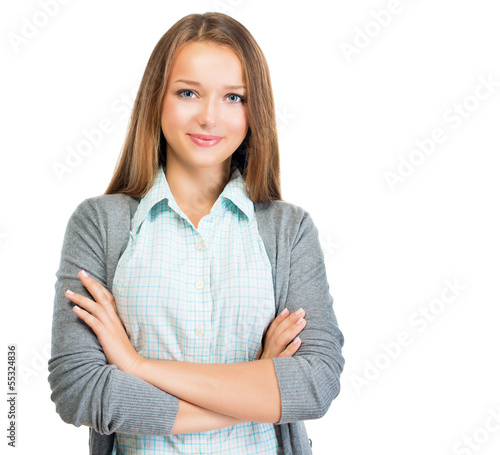 Photo: Confident Teenage Girl Portrait. Pretty Student Girl Confident Teenage Girl Portrait. Pretty Student Girl
