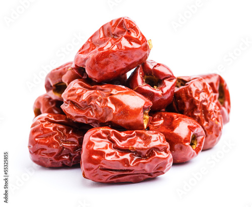 Photo: Red jujube isolated on white background Red jujube isolated on white background
