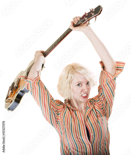 Photo: Lady Throwing a Guitar Lady Throwing a Guitar