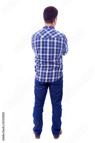 Photo: Back view of young casual man, isolated on white Back view of young casual man, isolated on white