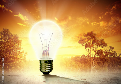 Illustration: Light bulb and nature Light bulb and nature