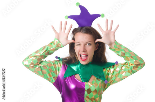 Photo: Funny clown isolated on white Funny clown isolated on white