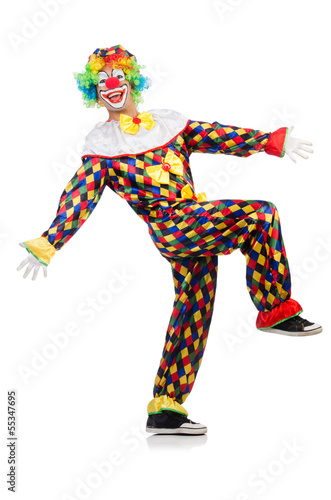 Photo: Funny clown isolated on white Funny clown isolated on white