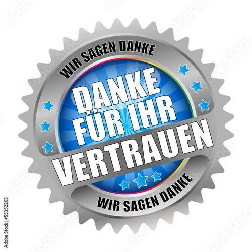 Vector: Bügel Button Kranz Danke für Ihr Vertrauen Blau Bügel Button Kranz Danke für Ihr Vertrauen Blau