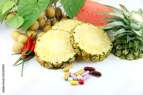 Photo: Fruits and medicines. Fruits and medicines.