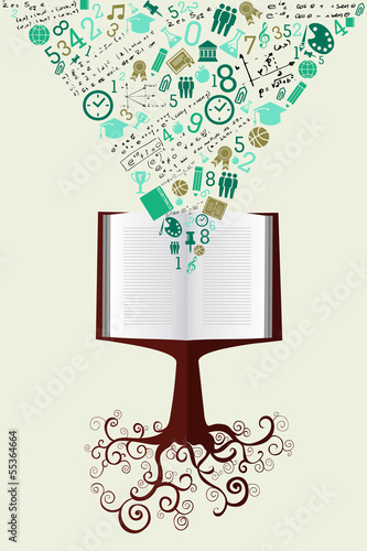 Vector: Education back to school green icons book tree. Education back to school green icons book tree.