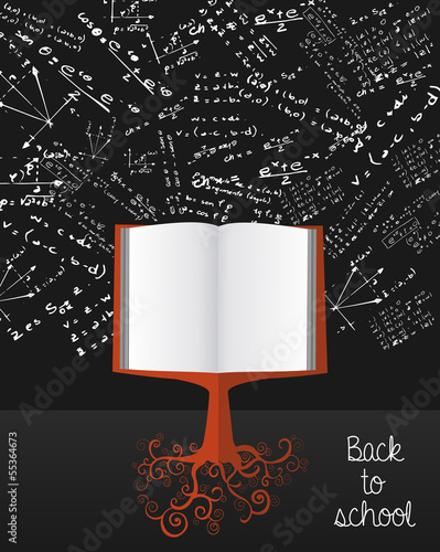Vector: Education back to school book tree over chalkboard. Education back to school book tree over chalkboard.