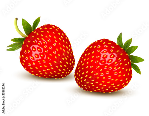 Vector: Ripe strawberry with leaves. Vector. Ripe strawberry with leaves. Vector.