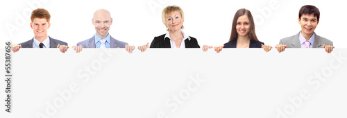 Photo: group of young smiling business people. group of young smiling business people.