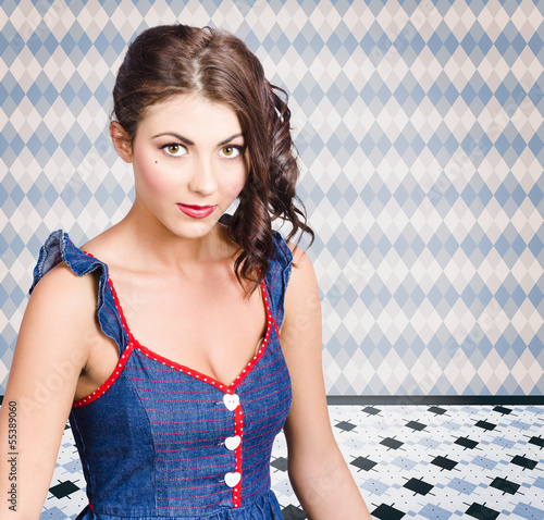 Photo: Beautiful young brunette pin-up woman Beautiful young brunette pin-up woman