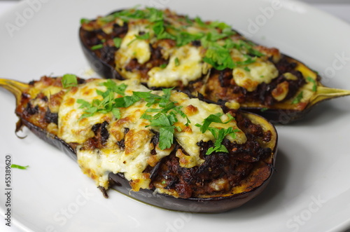 Photo: two stuffed aubergines two stuffed aubergines