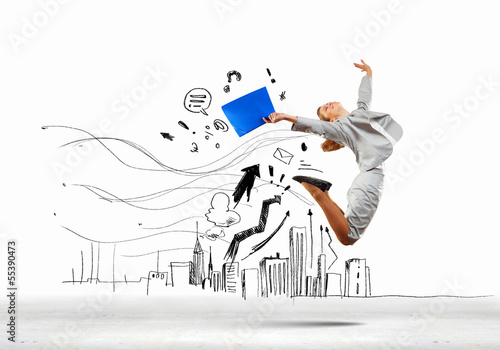 Photo: Jumping businesswoman Jumping businesswoman