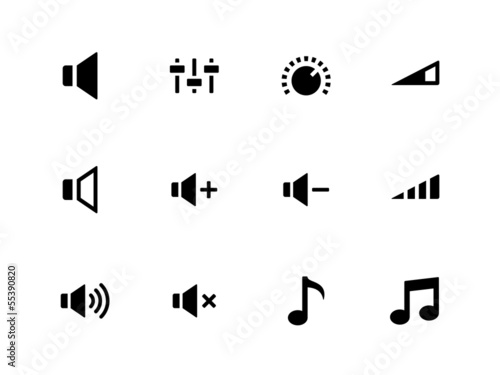 Vector: Speaker icons on white background. Volume control. Speaker icons on white background. Volume control.