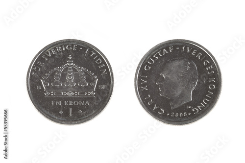 Photo: One Swedish Crown coin One Swedish Crown coin