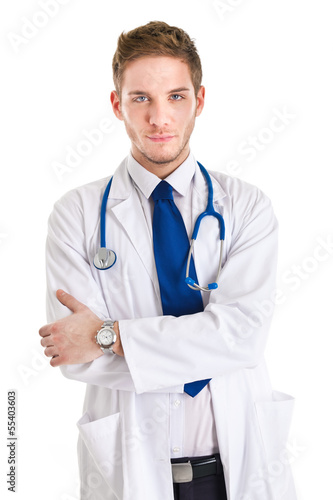 Photo: Young doctor isolated on white Young doctor isolated on white