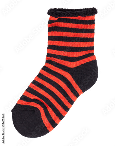 Photo: Sock in black and orange stripes Sock in black and orange stripes