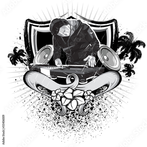 Vector: Beach Dj Beach emblem Beach Dj Beach emblem