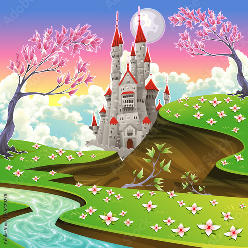 Vector: Panorama with castle. Panorama with castle.