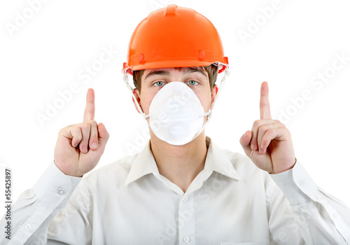 Photo: Man in the Mask and Hard Hat Man in the Mask and Hard Hat