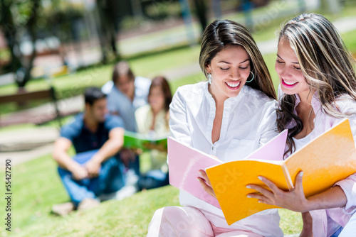 Photo: Girls studying outdoors Girls studying outdoors
